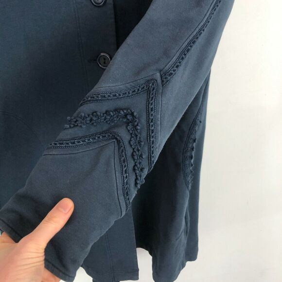 Soft Surroundings Blue Jacket Crochet Knit Detail Women's Size Small - Picture 2 of 6